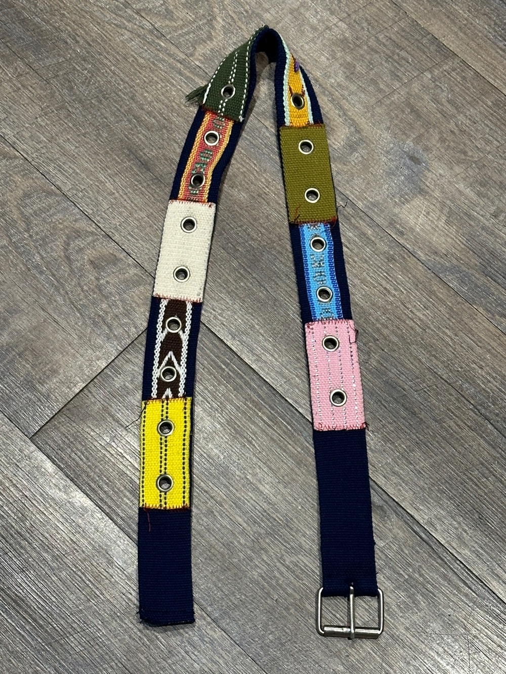 Multicolor Embroidery Tapestry Woven Navy Belt